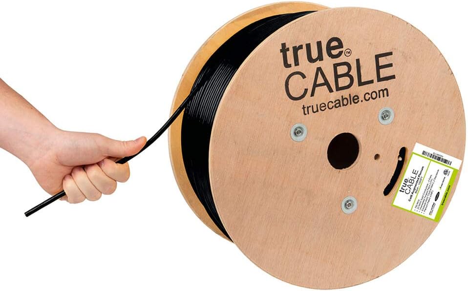 1000ft Black 23AWG 4 Pair Solid Bare Copper Bulk Ethernet Cable R675909