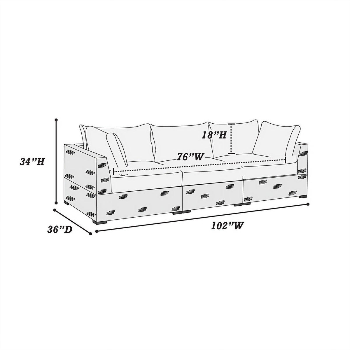 Red Wicker-Fabric Outdoor Sofa Three Piece D657