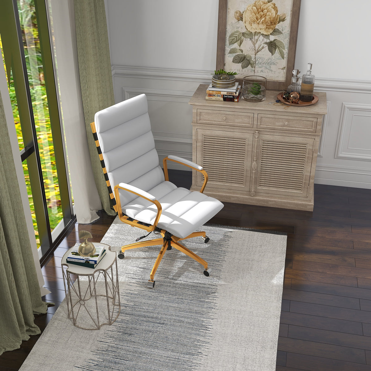 High Back Executive Office Chair with Armrest Adjustable Swivel Chair in Vegan Leather Z139218