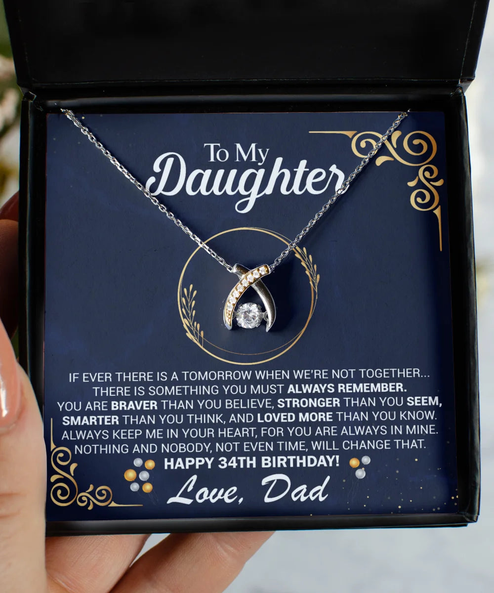 Daughter's 34th Birthday Wishbone Dancing Necklace Gift K5417