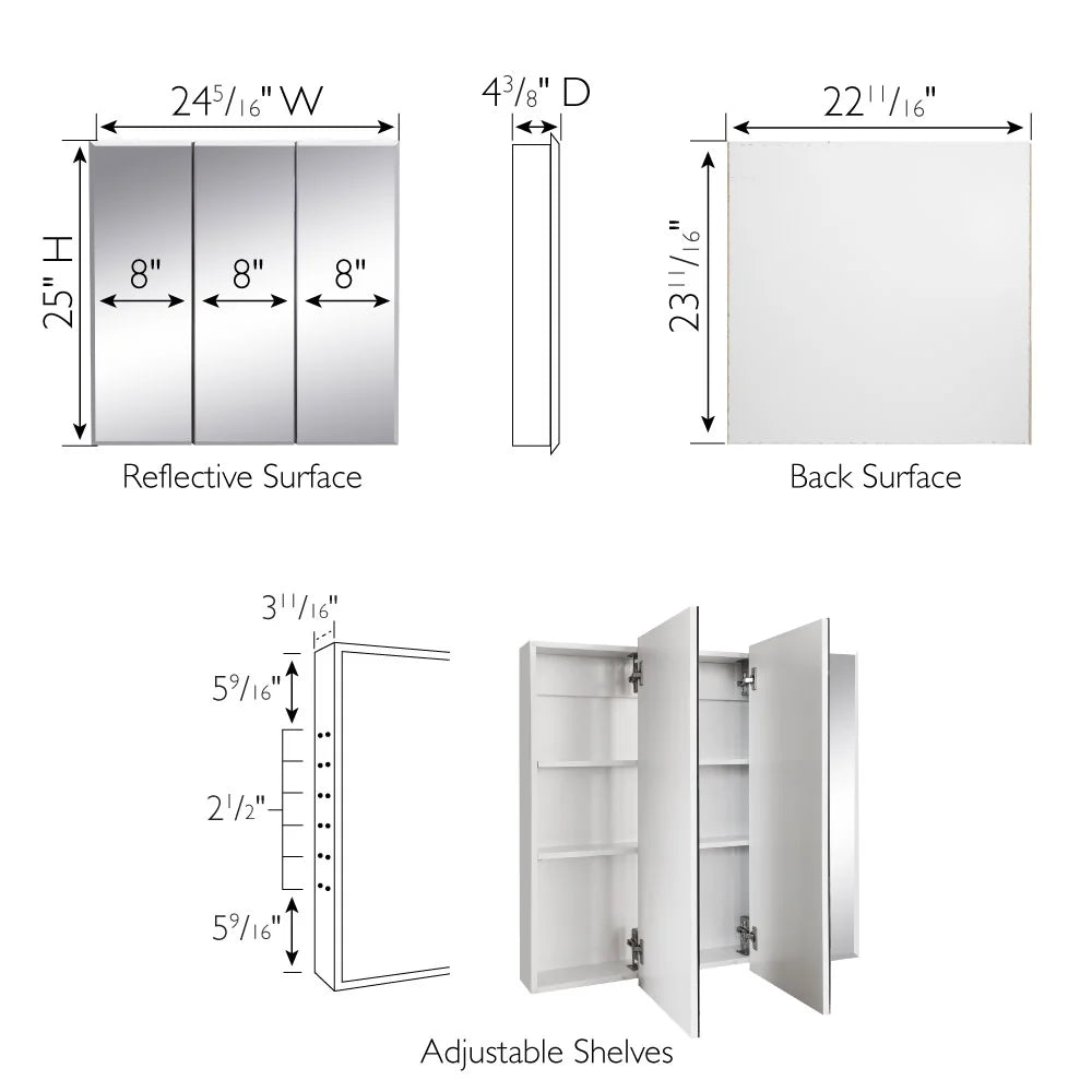 24.5-Inch Mirrored Bathroom Wall Cabinet C94675