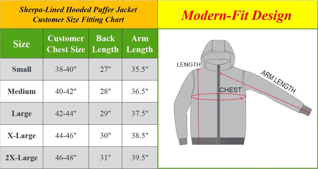 Mens Sherpa-Lined Hooded Puffer Jacket R64204