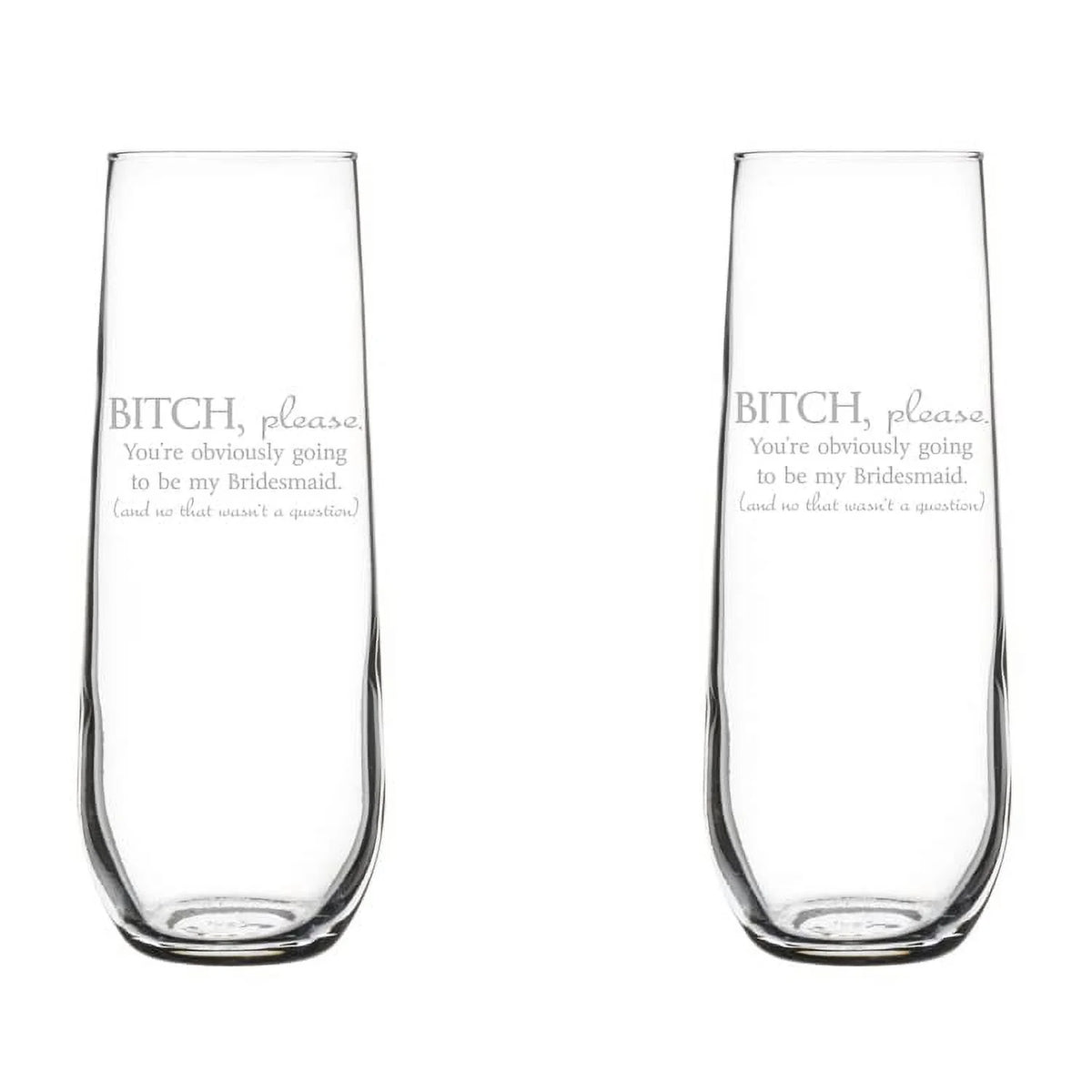 Set of 2 Stemless Glass Champagne Flutes 8.5 oz Q6878