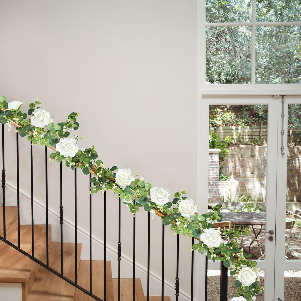 6.5ft Artificial Eucalyptus Garland with Flowers U1465