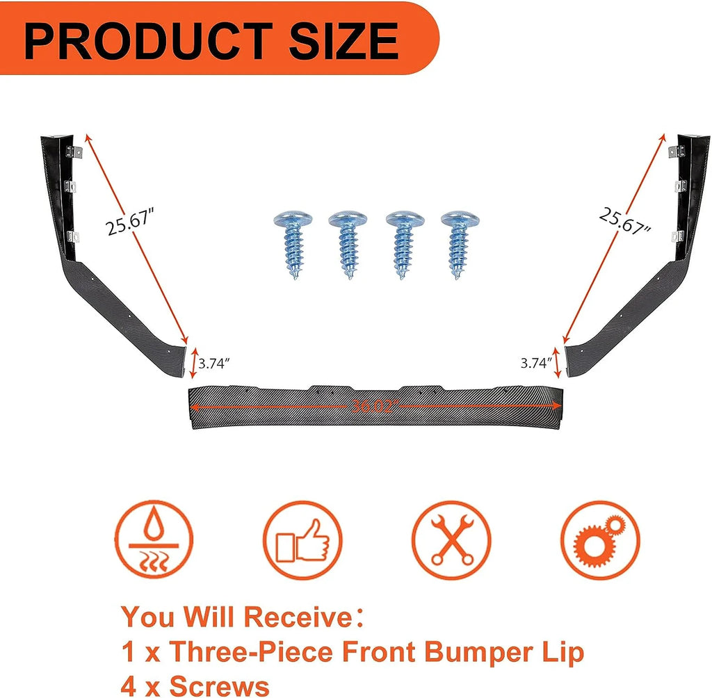 Carbon Fiber Look Front Bumper Lip Spoiler Splitter Side Body Kit U651