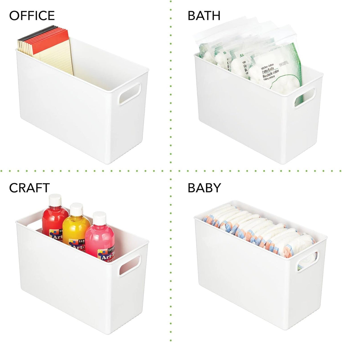 White 8 Pack Plastic Storage Organizer Bin V44328