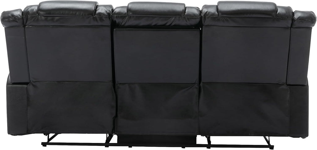 3 Seater Manual Reclining Leather Sofa with Center Console X851833