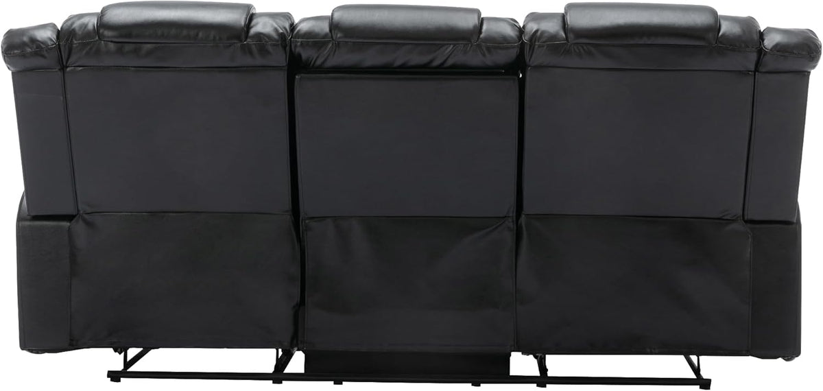 3 Seater Manual Reclining Leather Sofa with Center Console X851833