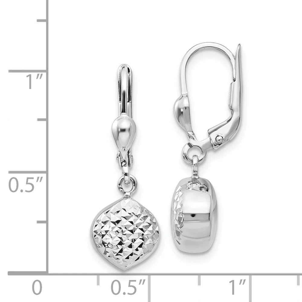 14 Karat White Gold Diamond-cut Dangle Leverback Earrings F69972