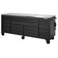 84 in. Heavy Duty Matte Black Mobile Workbench Tool Chest with Stainless Steel Work Top Z434