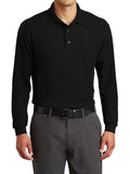 Long Sleeve Silk Touch Polo with Pocket Black Large R2279