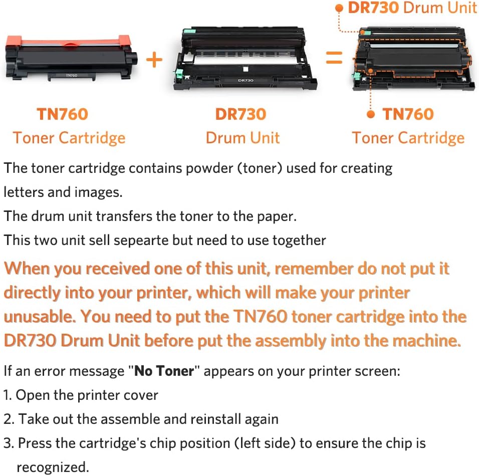 TN760 TN730 Compatible Toner Cartridge Pack of 2 K970