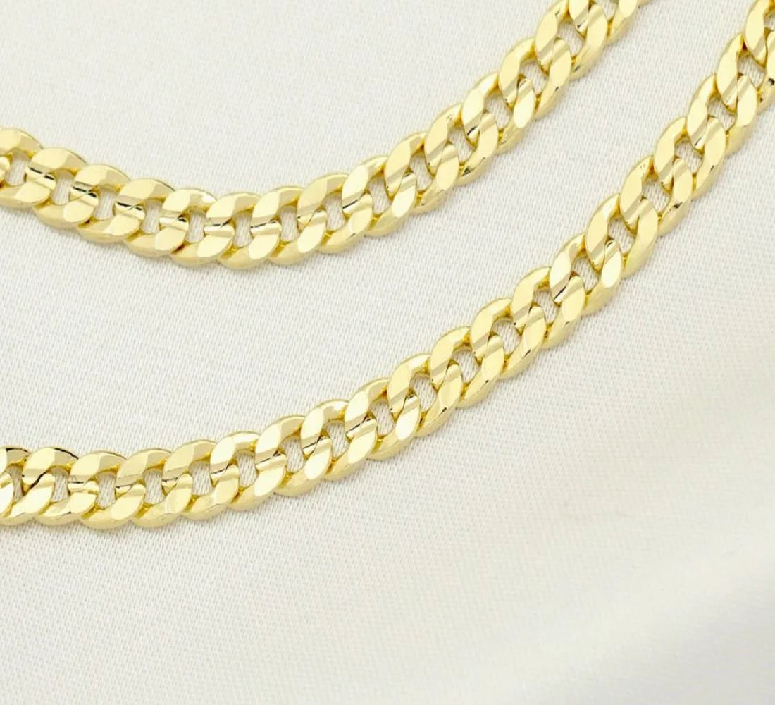 14K Bonded Gold Cuban Chain Necklace with Rose Cross Charm Y111657
