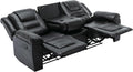 3 Seater Manual Reclining Leather Sofa with Center Console X851833
