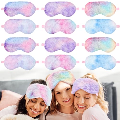 12 Pcs Plush Sleeping Eye Masks Q431