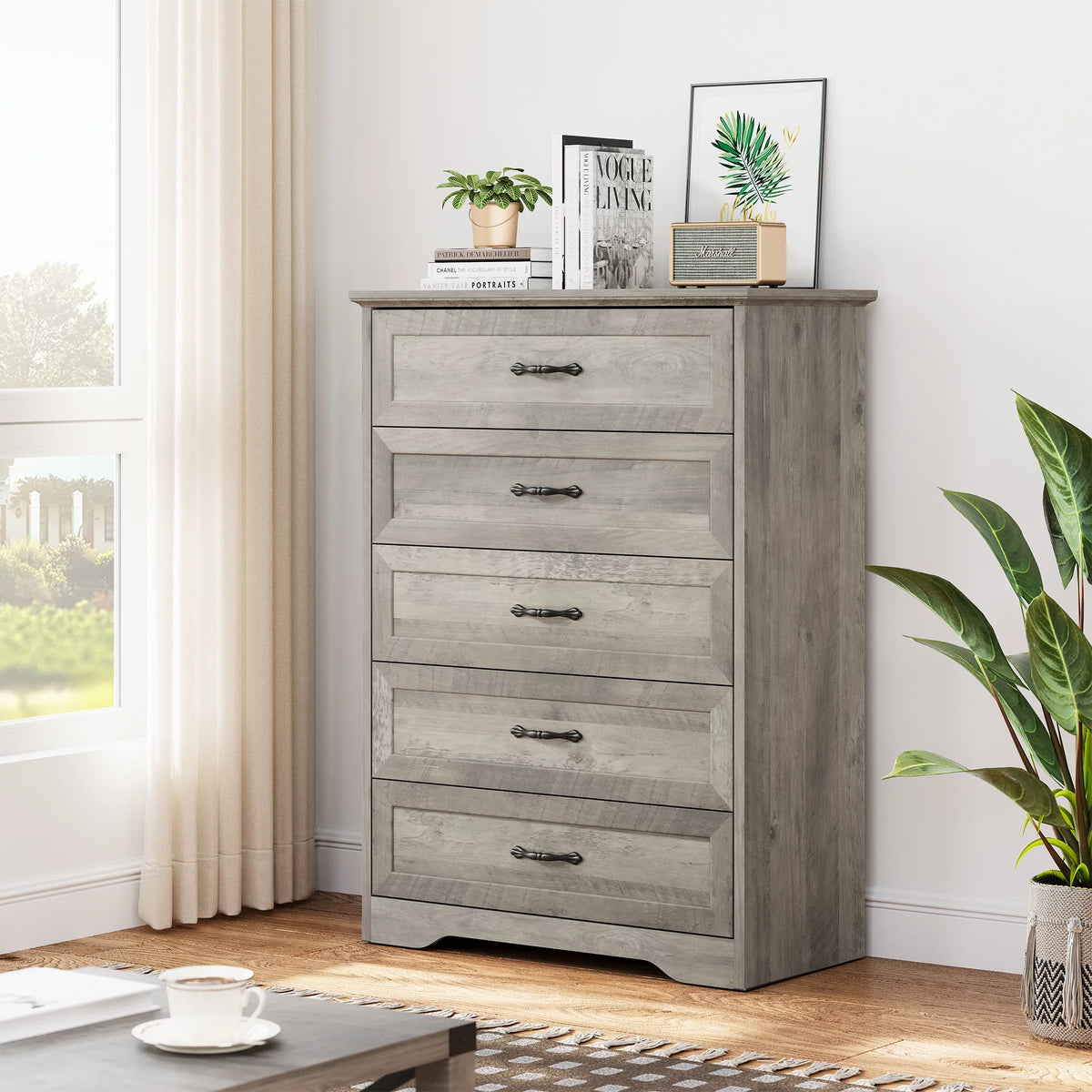 Grey 5 Drawer Dresser R1981