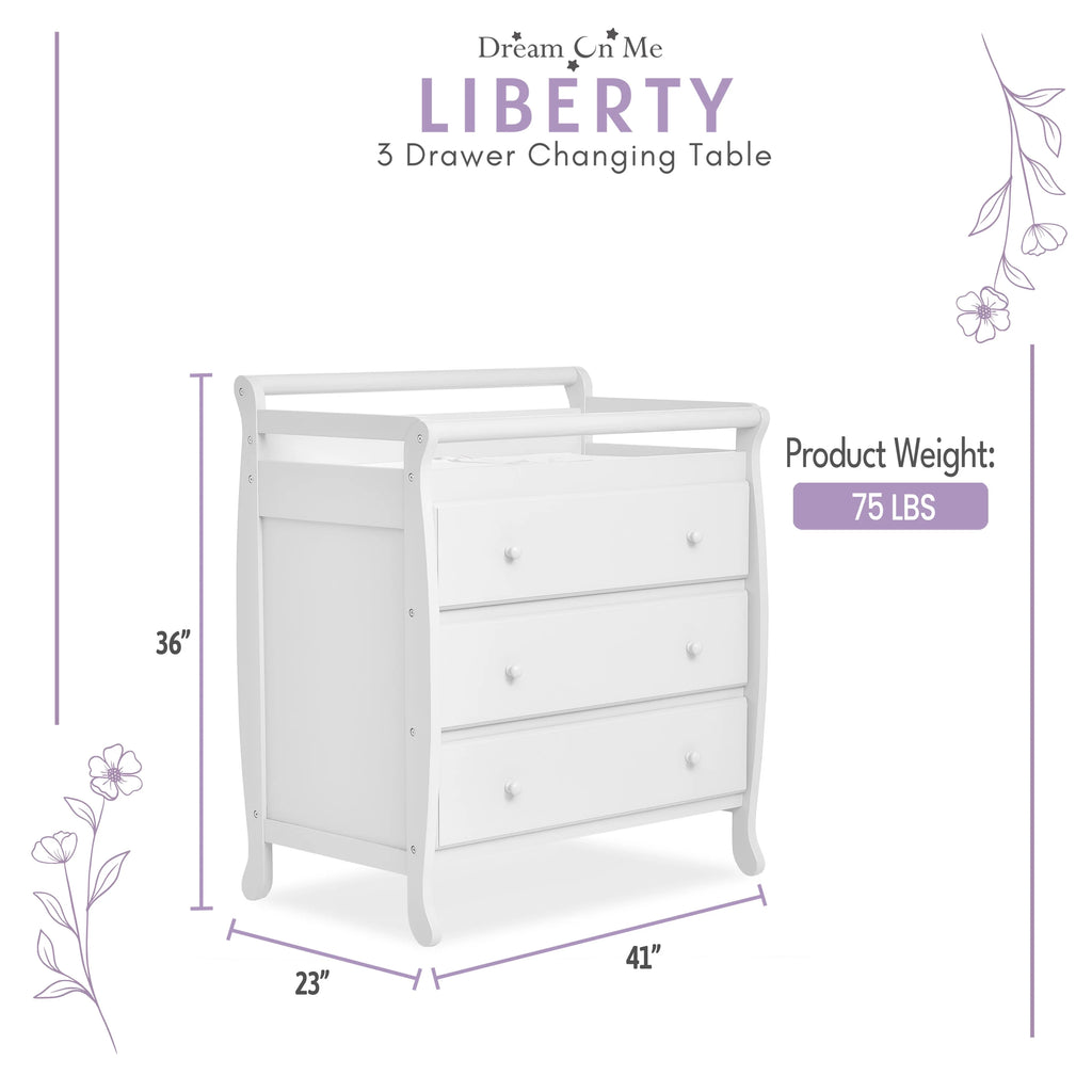 White 3 Drawer Changing Table A282778