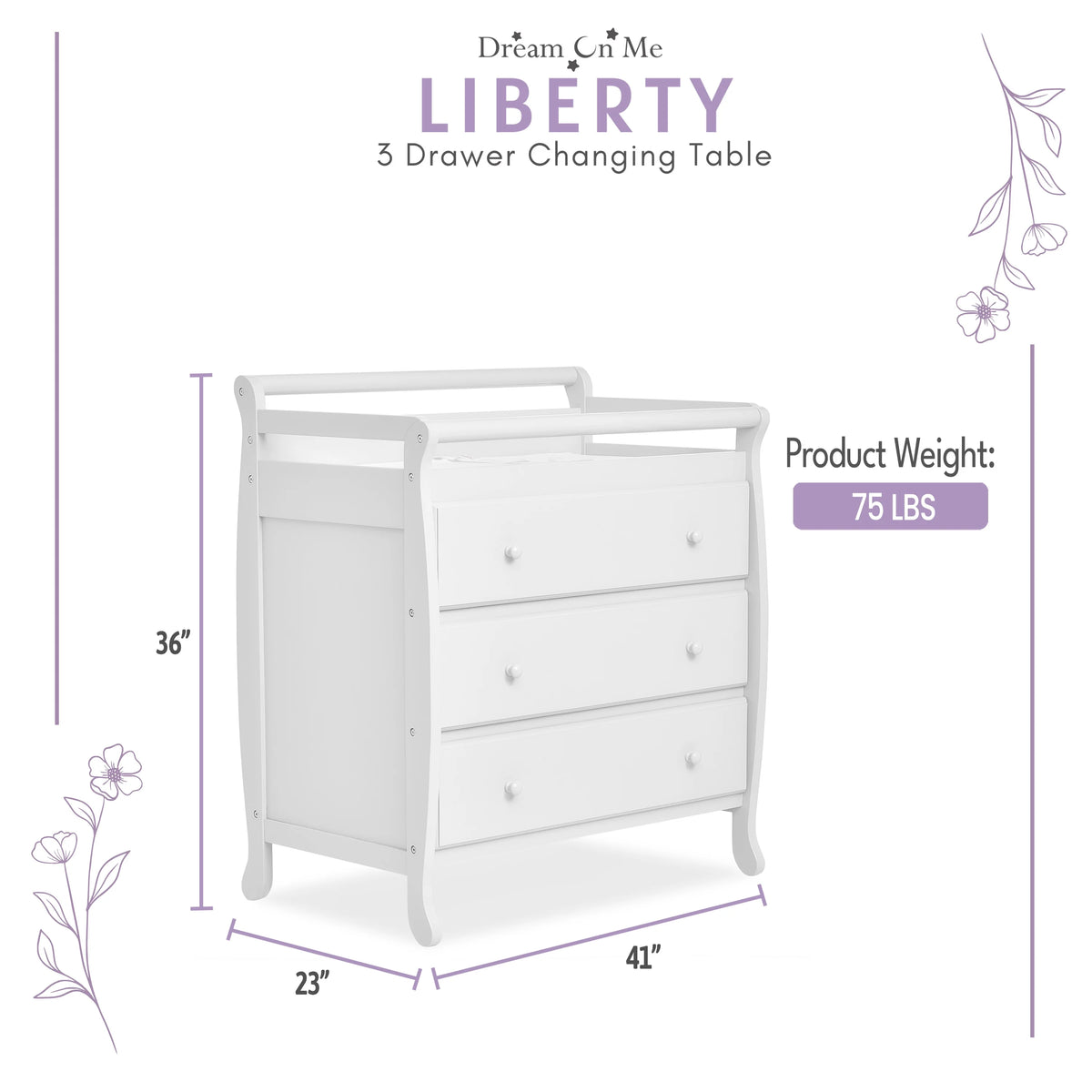 White 3 Drawer Changing Table A282778