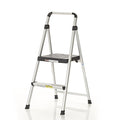 2 Step Folding Step Stool, Aluminum/Black I195