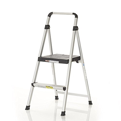 2 Step Folding Step Stool, Aluminum/Black I195