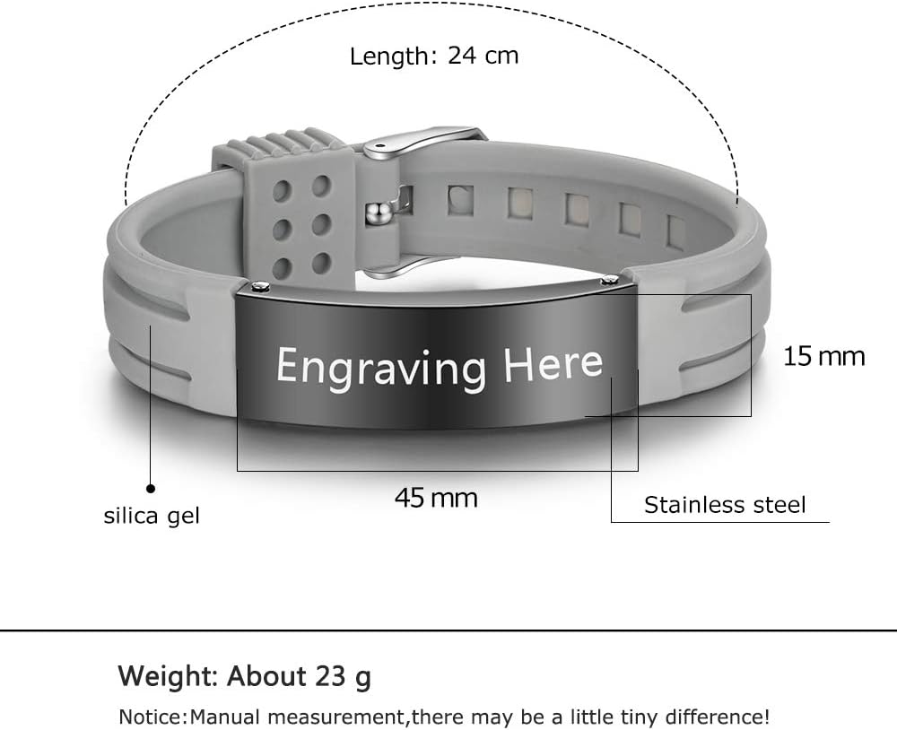 9 Inches Silicone Medical Alert Bracelets C4633