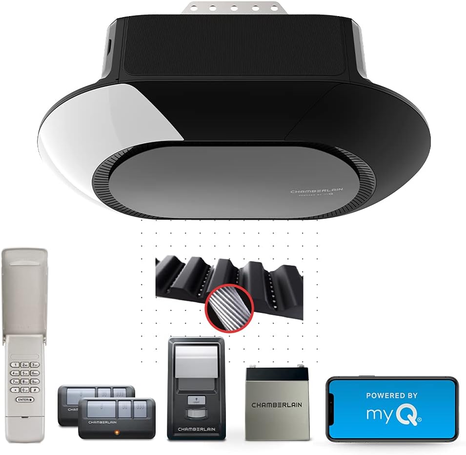 Ultra Quiet Belt Drive Smart Garage Door Opener with Battery Backup J43035