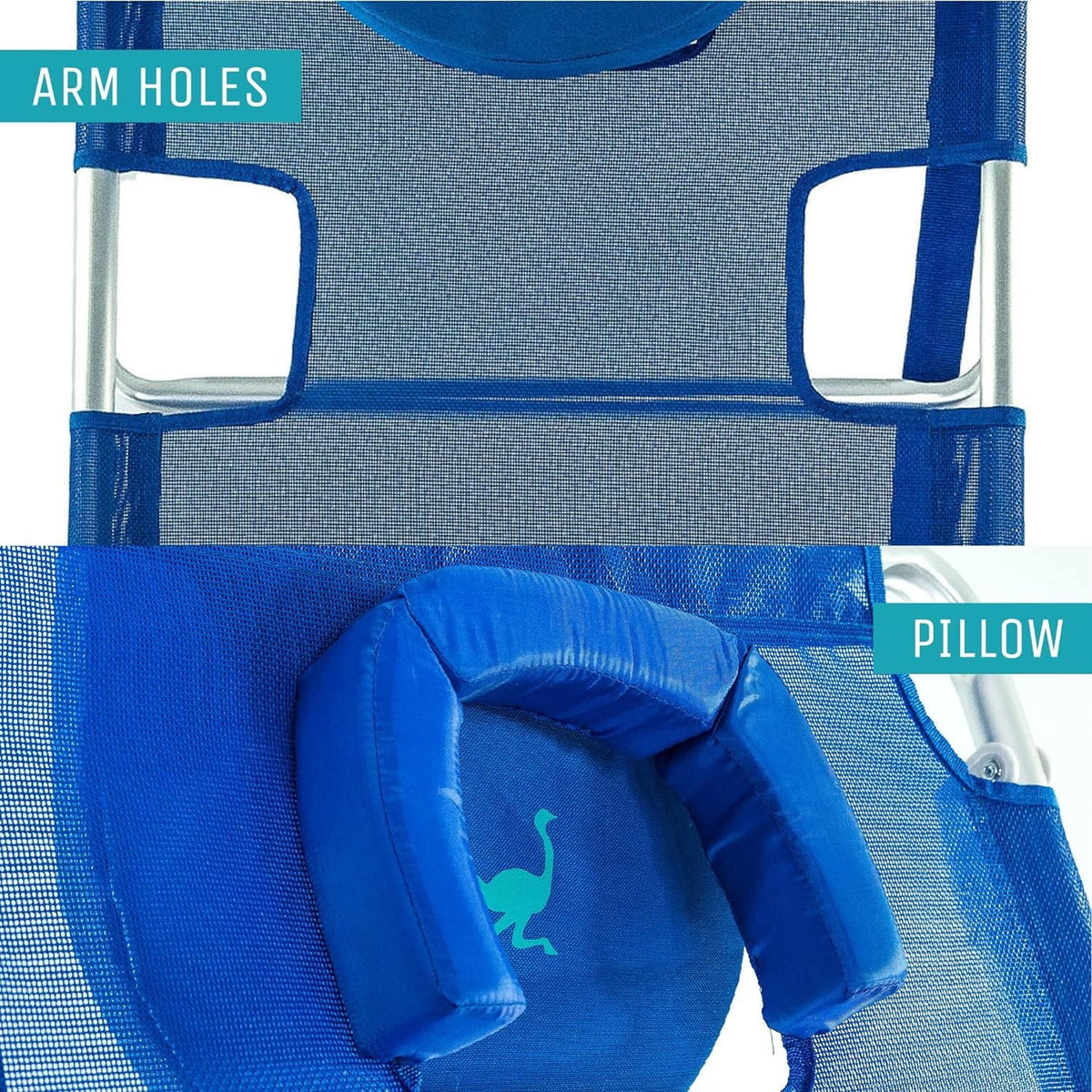 Blue Lightweight Outdoor Beach Lounge Chair with Footrest E99399