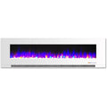 White Wall-Mount Electric Fireplace with Multi-Color Flames and Crystal Rock Display U465665