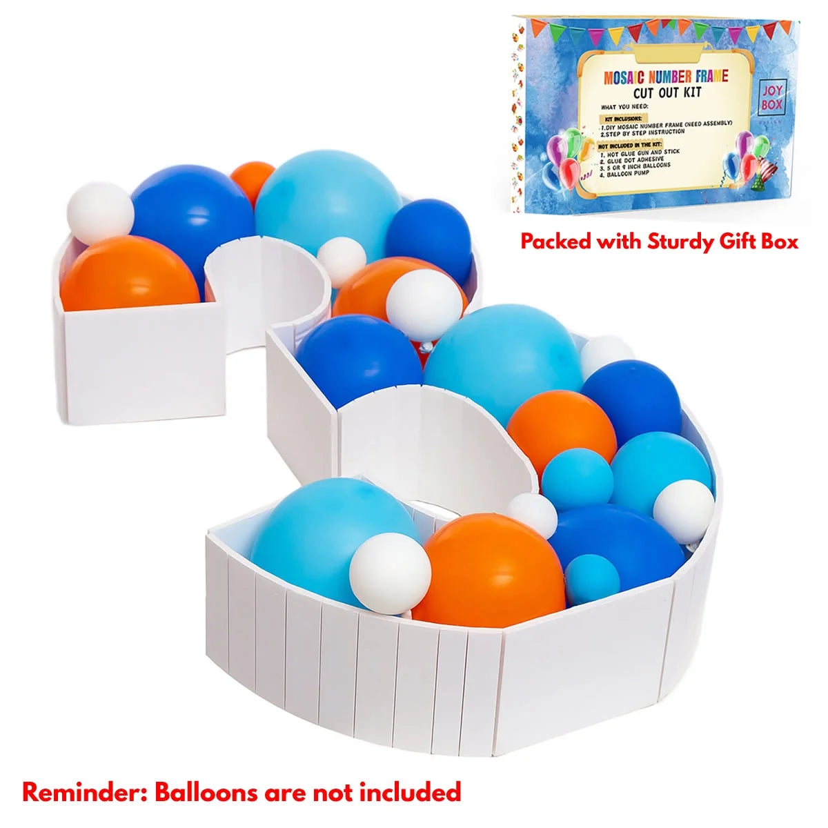 3 Pre-Cut Cardboard Light Up Mosaic Number Balloon Kit U515994