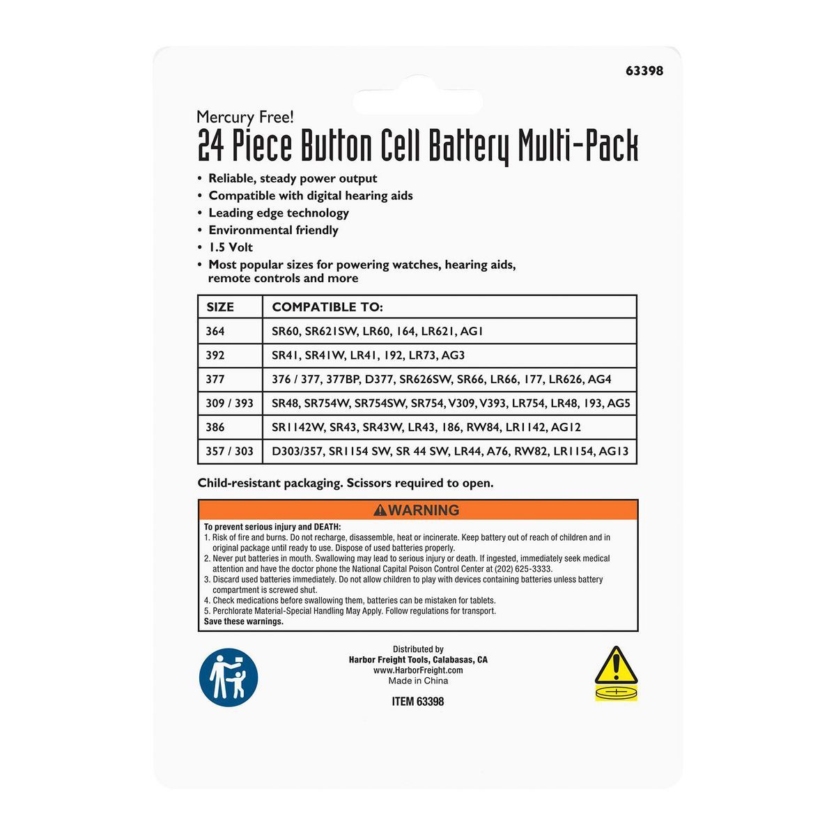 Button Cell Battery Assortment, 24 Piece Y921