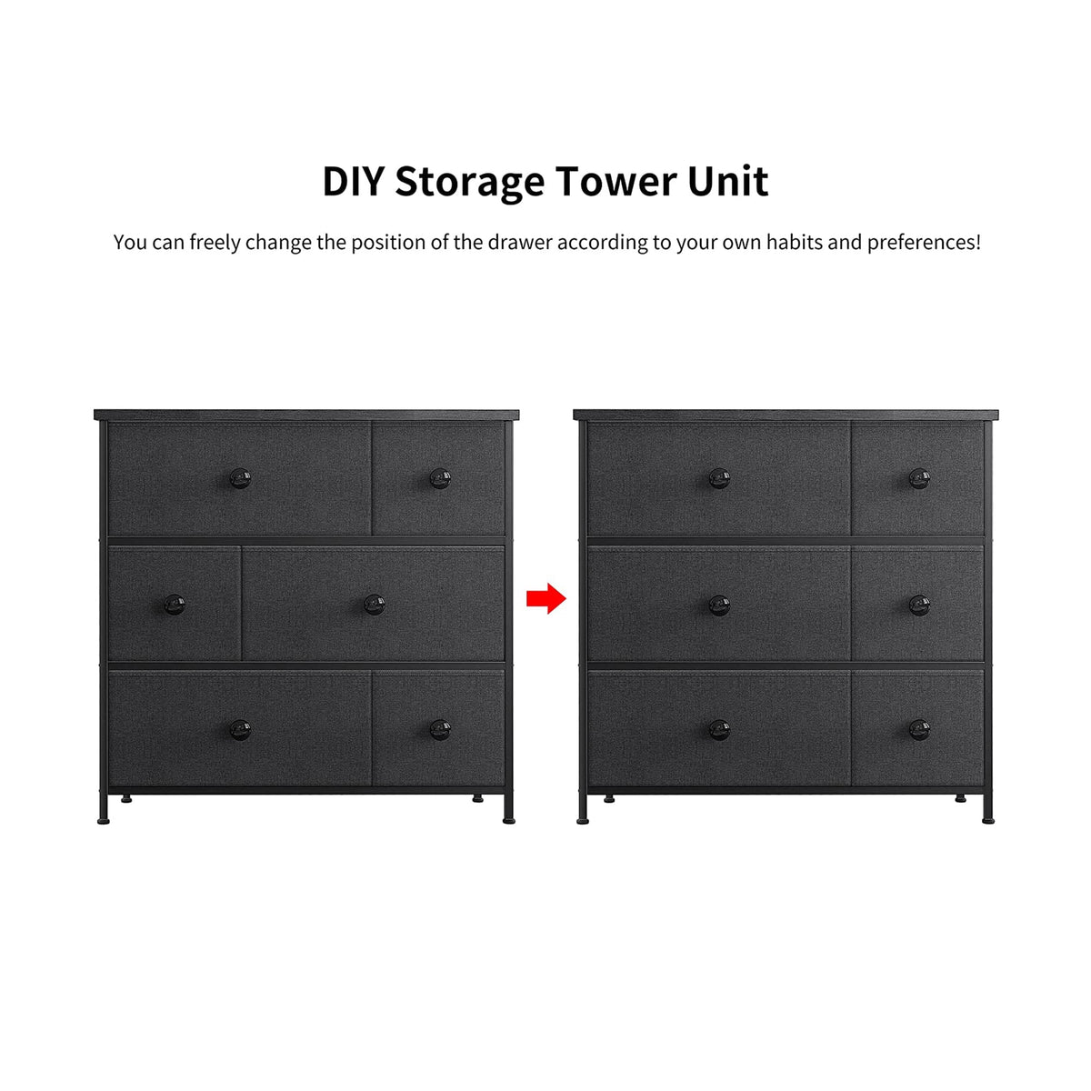 6 Drawer Steel Frame Storage Organizer Dresser H33535