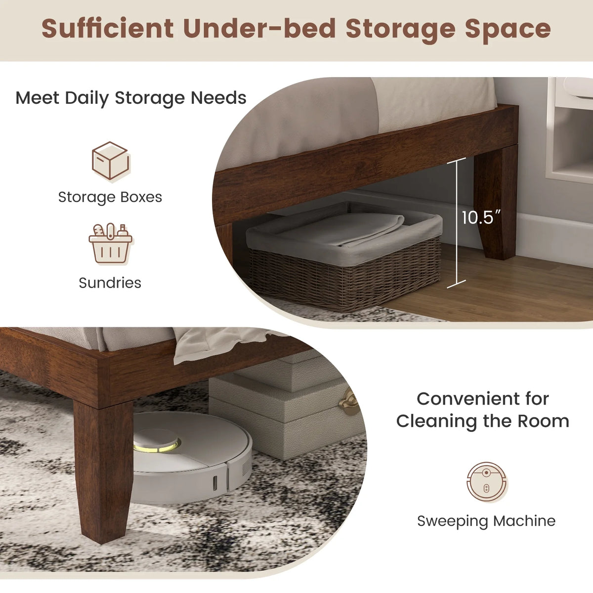 Twin Size 14'' Wooden Bed Frame R57488