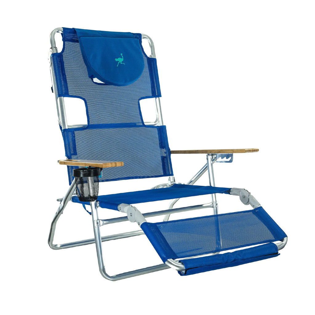 Blue Lightweight Outdoor Beach Lounge Chair with Footrest E99399