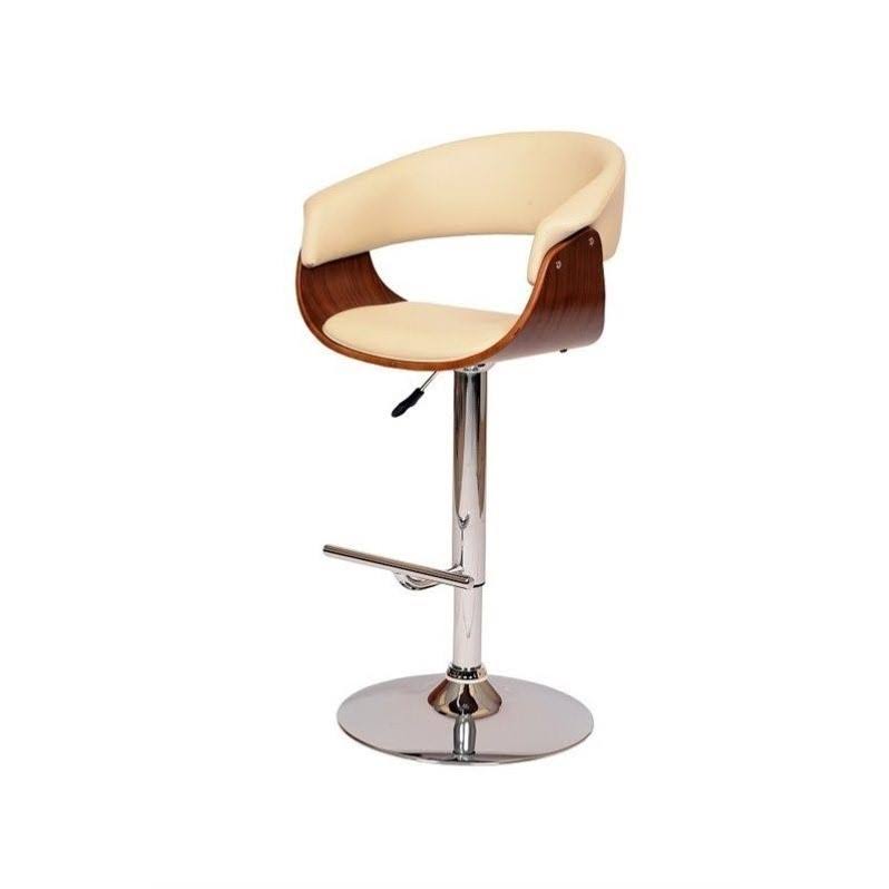 Swivel Bar Stool in Cream and Walnut C759