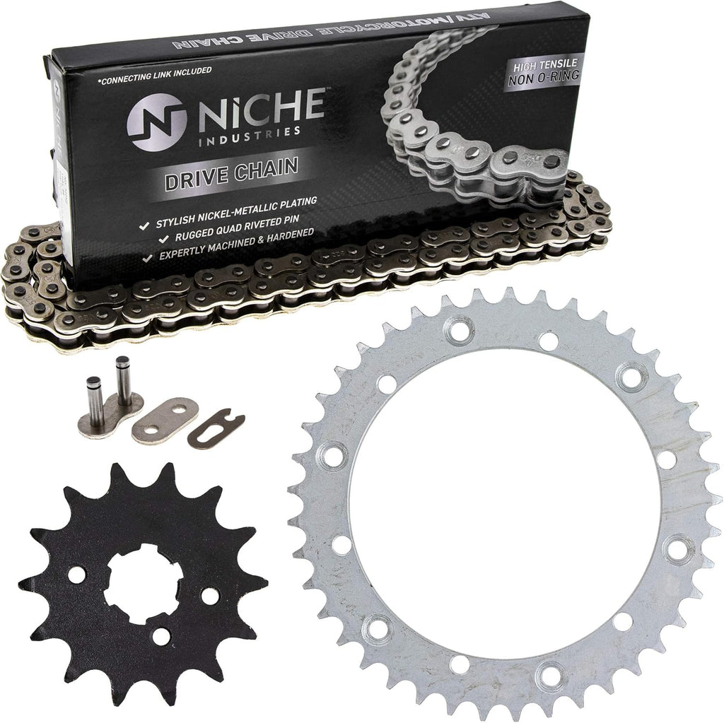 Drive Sprocket Chain Combo Front 14 Rear 41 Tooth 520NZ Standard 104 Links Pack of 2 V23707