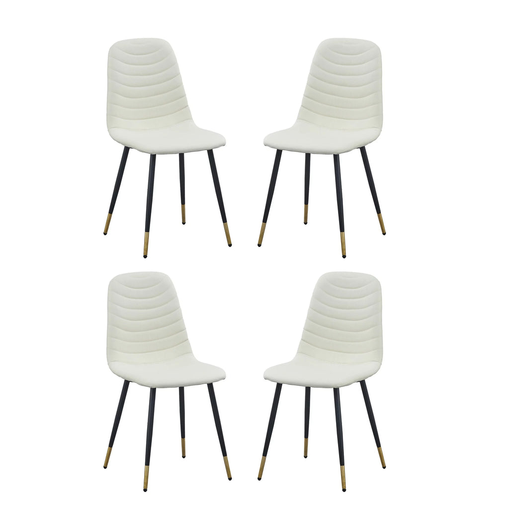 White Velvet Tufted Dining Chairs Set of 4 R6615