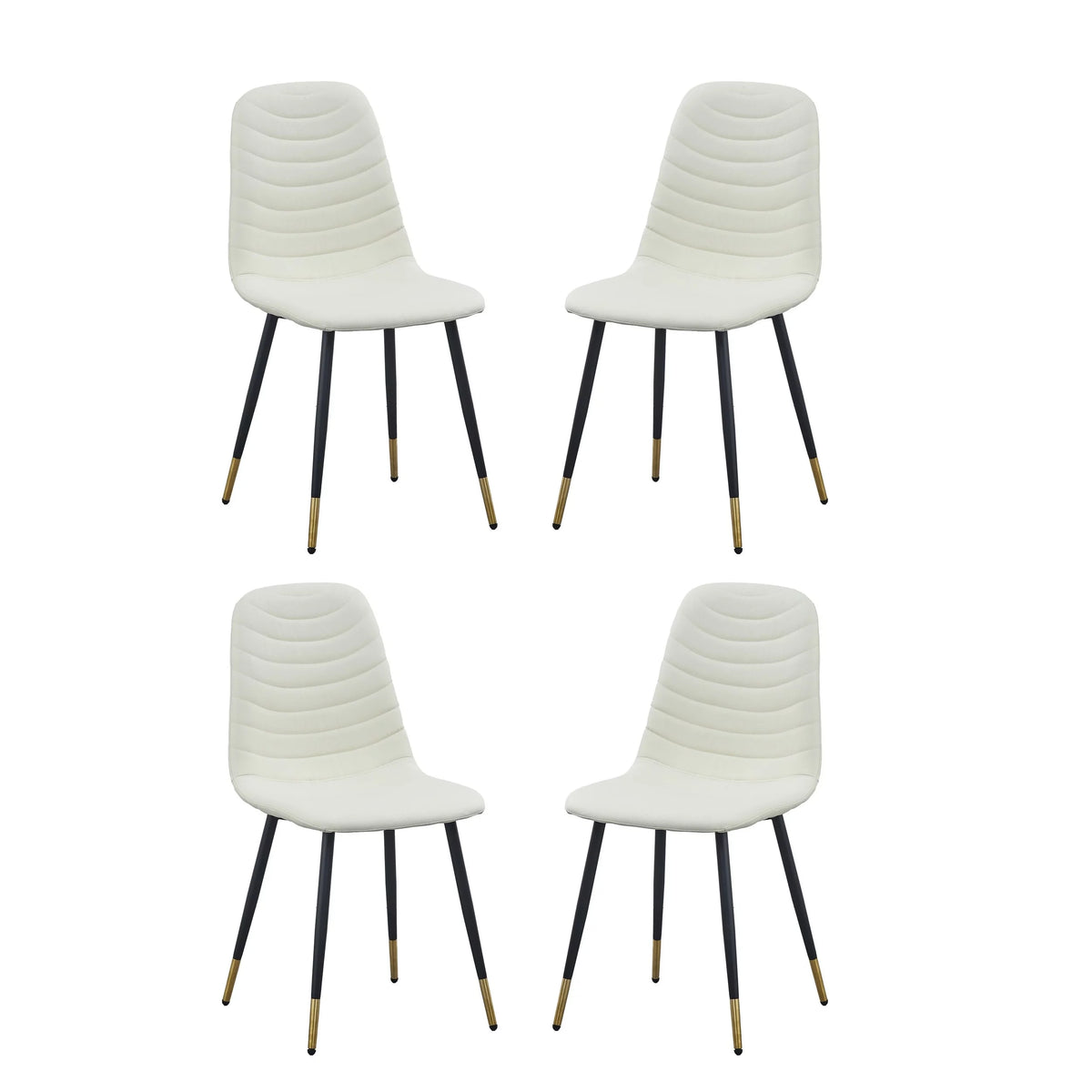 White Velvet Tufted Dining Chairs Set of 4 R6615