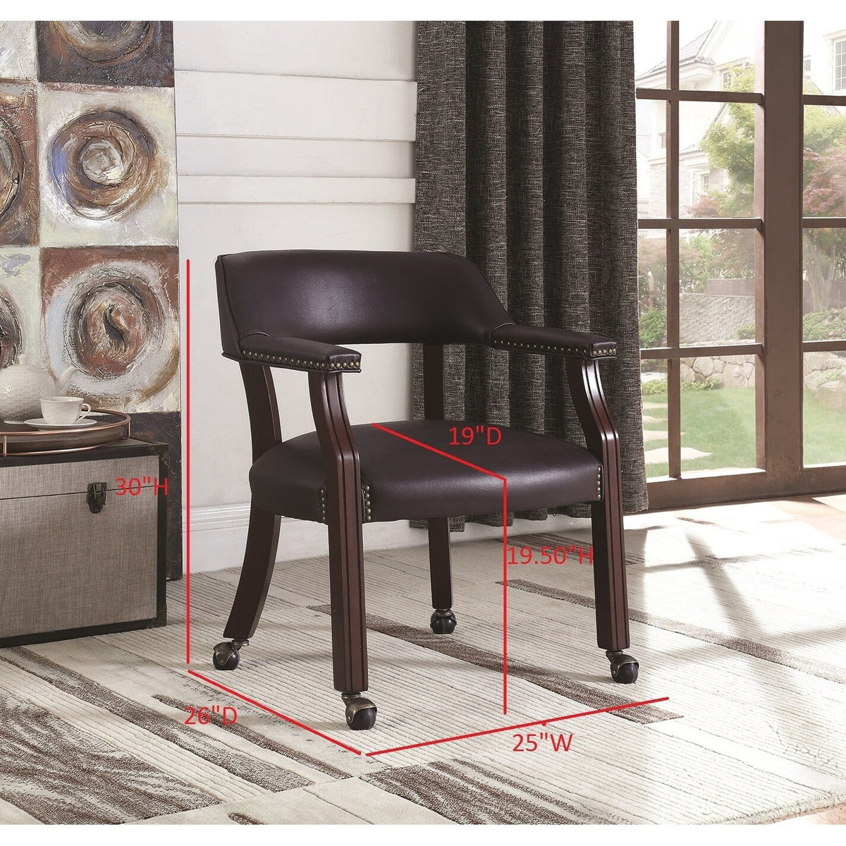 Faux Leather Home Office Chair with Casters I868