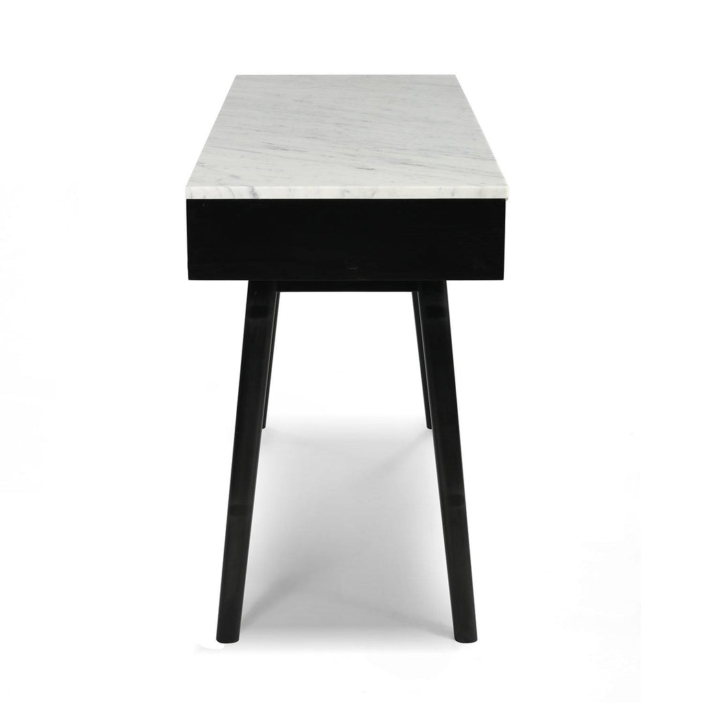Rectangular Italian Carrara White Marble Writing Desk with Black Legs Z501