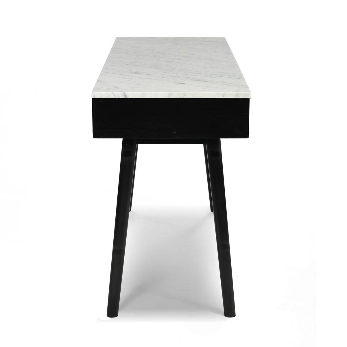 Rectangular Italian Carrara White Marble Writing Desk with Black Legs Z501