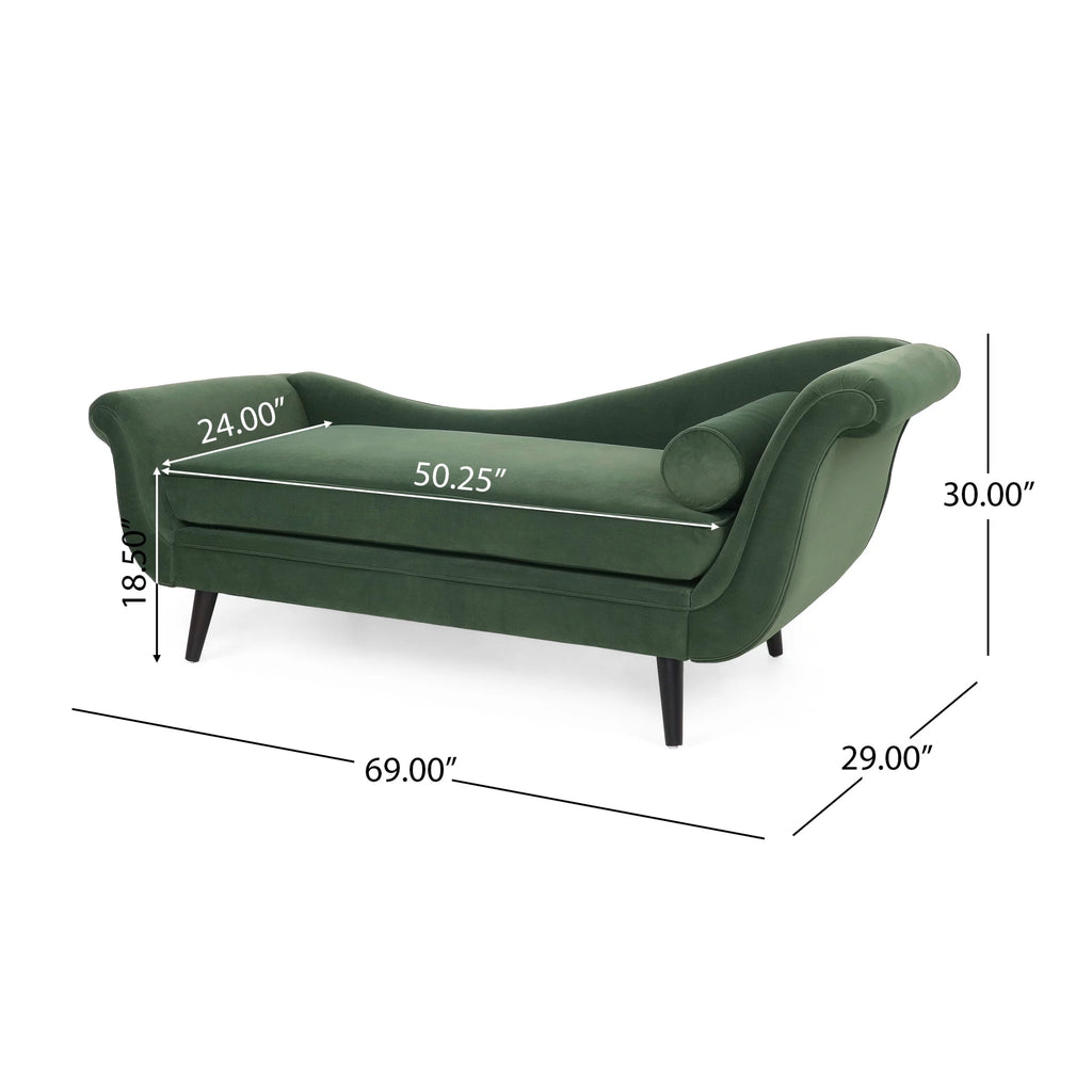 Sage Green Fabric Chaise Lounge With Bolster Pillow M917019