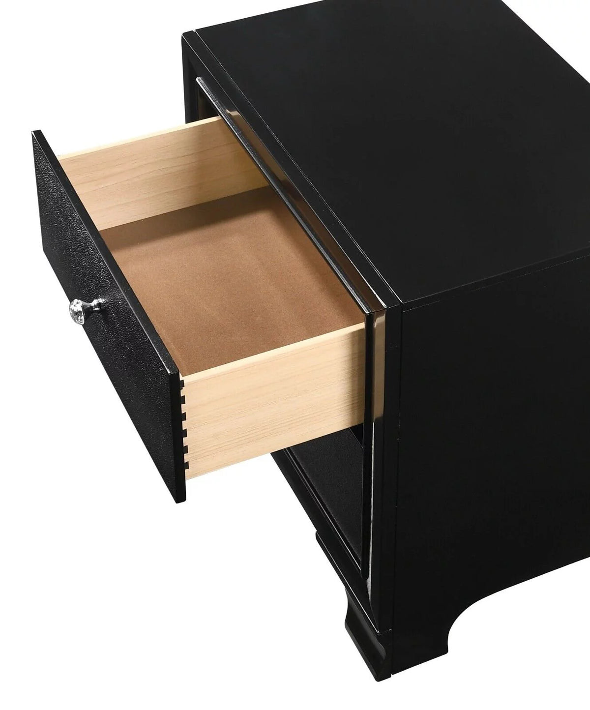 Black Full Size Upholstery LED Bed Dresser Mirror Nightstand Set C8305