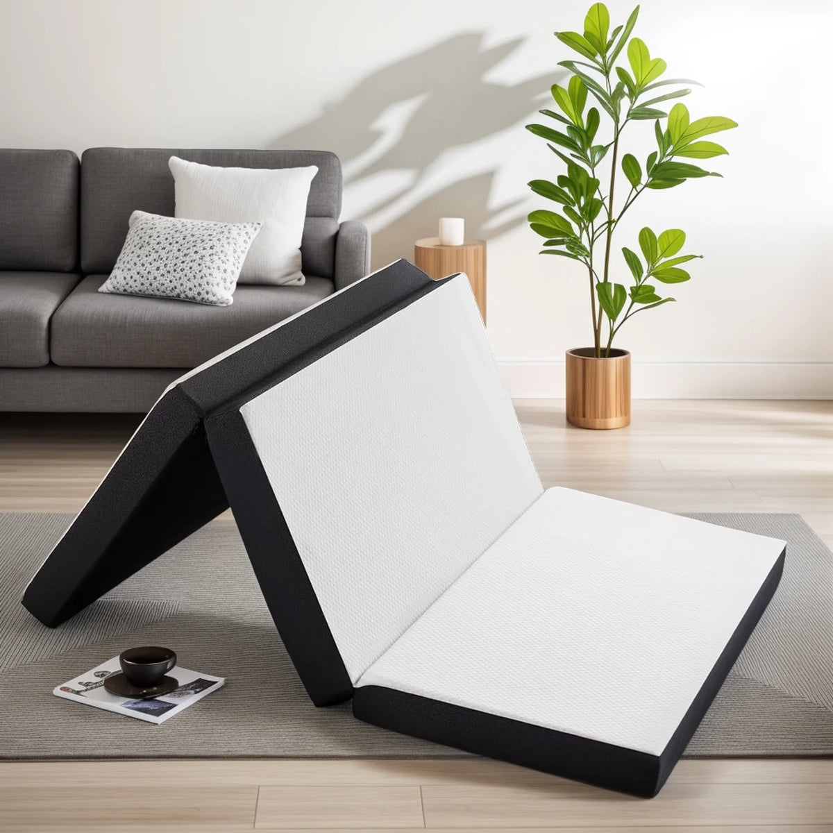 Folding Twin Size Memory Foam Mattress with Cover Y38530