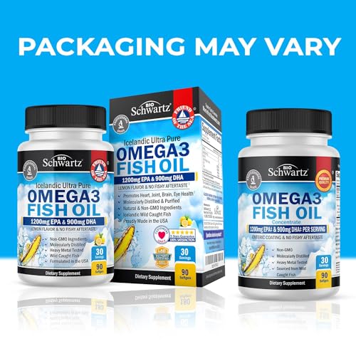2250mg EPA DHA Omega 3 Fish Oil Supplement, Burpless Lemon Flavor, 180 Softgels M192388