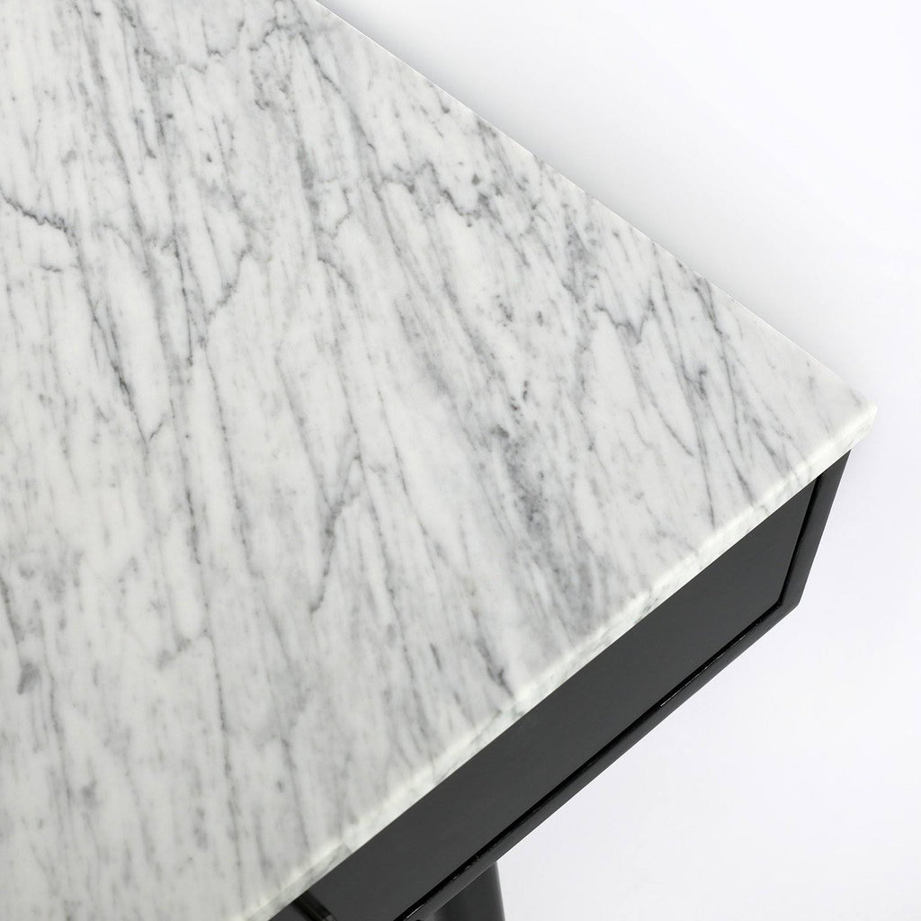 Rectangular Italian Carrara White Marble Writing Desk with Black Legs Z501