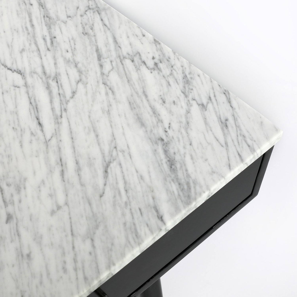 Rectangular Italian Carrara White Marble Writing Desk with Black Legs Z501