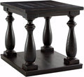 Black Vintage Square End Table with Shelf P99717
