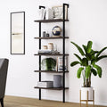 5-Shelf Wood Ladder Bookcase with Metal Frame R2273