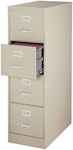 4 Drawer 26.5 Deep Letter File Cabinet in Black S1751
