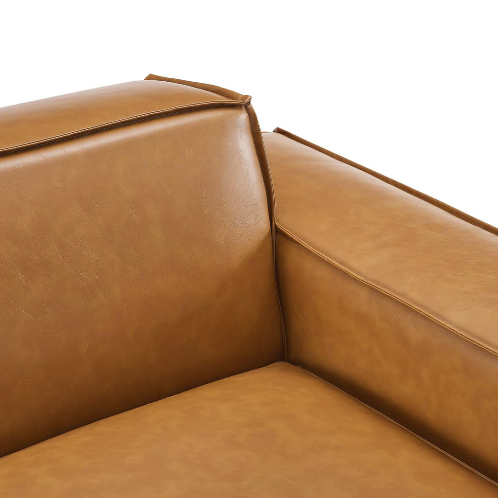 Tan Vegan Leather Left-Arm Sectional Sofa Chair A31680